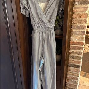 J. Crew Blue and White Striped Jumpsuit